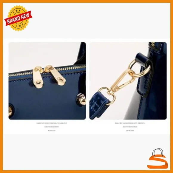 Large Patent Leather Satchel Purse with Adjustable Strap Multi-Pocket Handbag - Picture 5 of 7